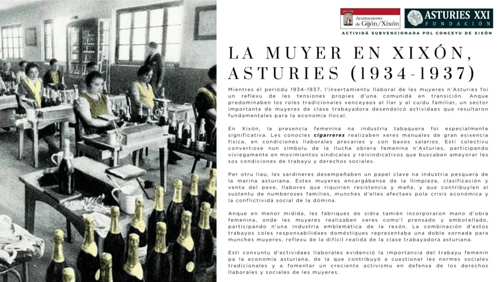 La muyer en Xixón, Asturies (1934-1937)
